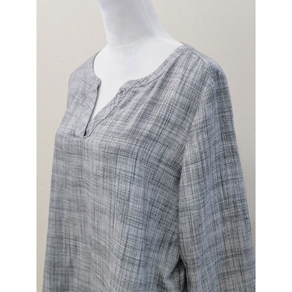 Van Heusen Career Super Soft Viscose Blouse Gray 2/3 Sleeves V Neck Size L - Picture 3 of 9